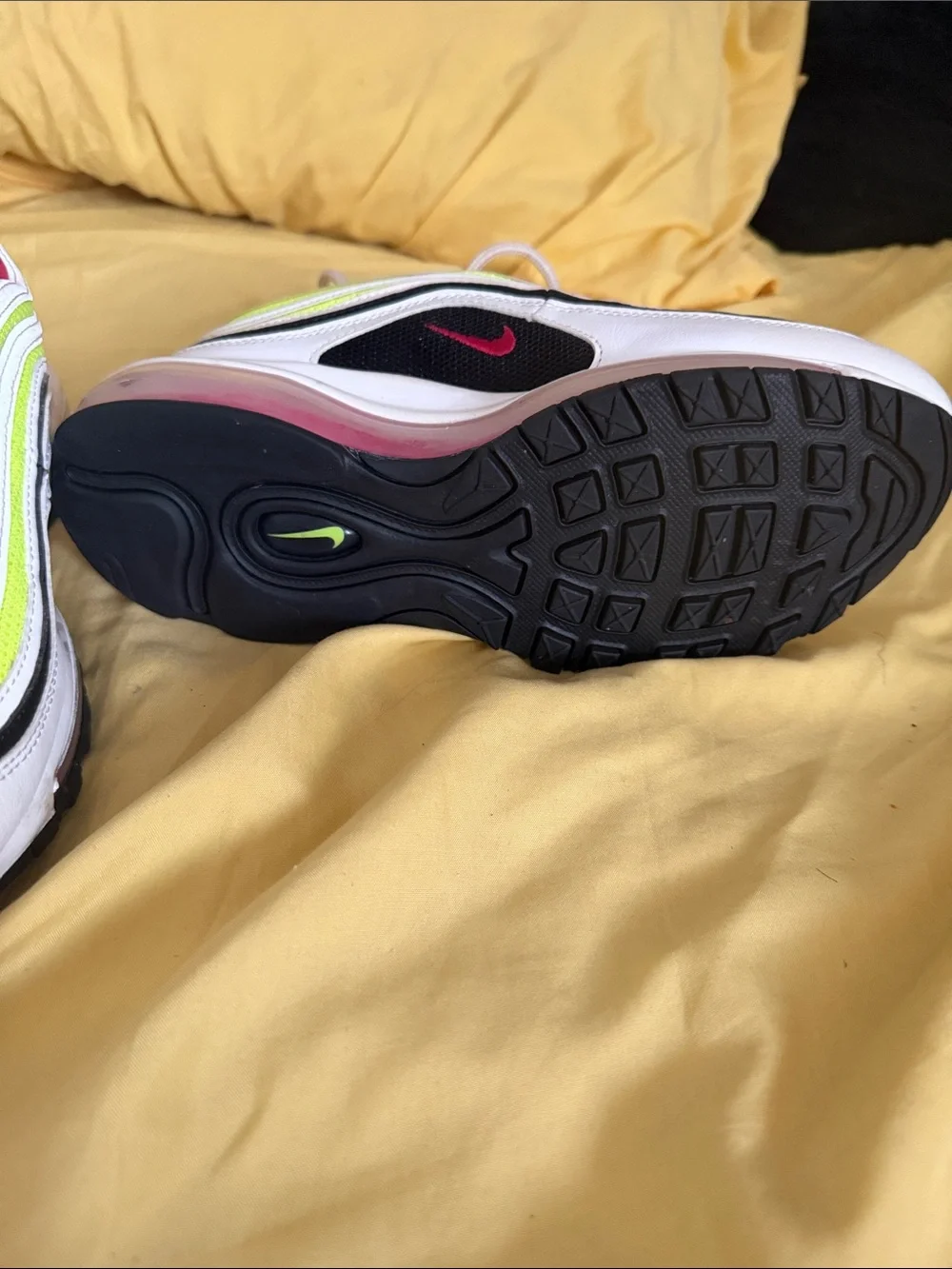 Big Kids Air Max Neon Green and Hot Pink Accents